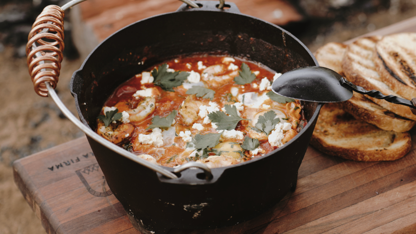 Shakshuka and Grilled Prawns