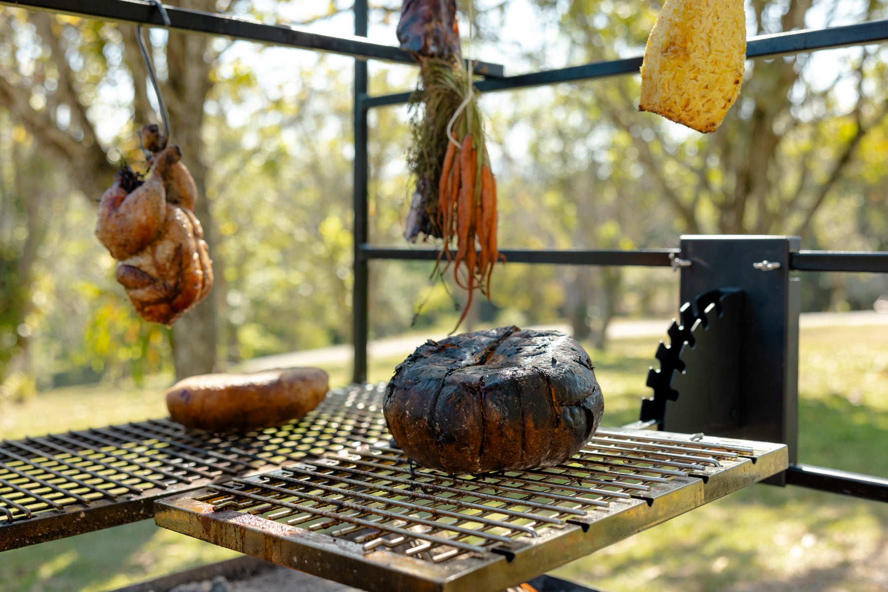 Complete Churrasco Bundle outdoor setup with all included accessories